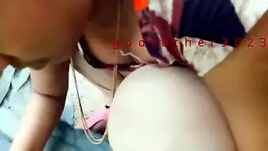 Hot indian aunty deep boobs clevage in public place